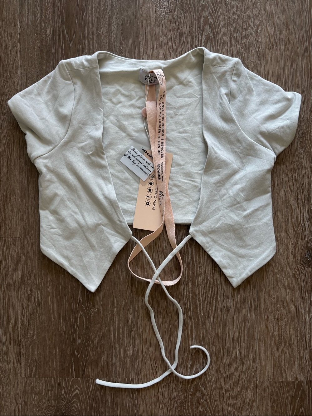 NWT Oh Polly - Cream Cropped Tie-Front Bolero - Size Small